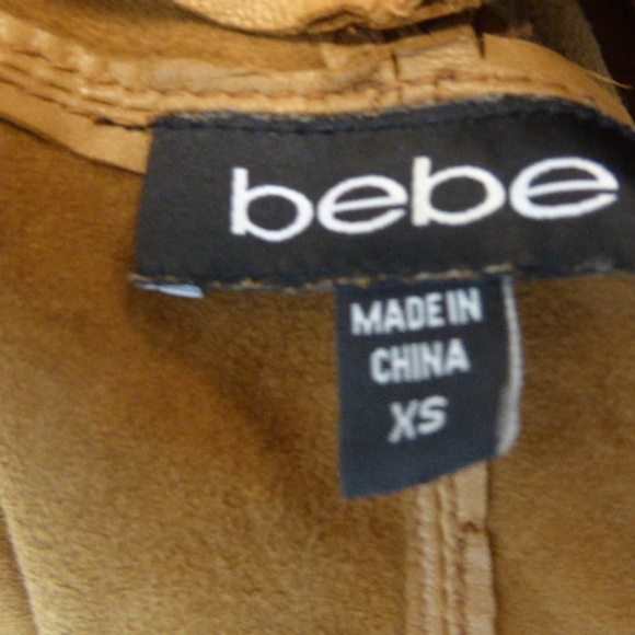 BEBE VICUNA LEATHER brown drape WATERFALL jacket XS vintage boho hippie - Picture 8 of 8